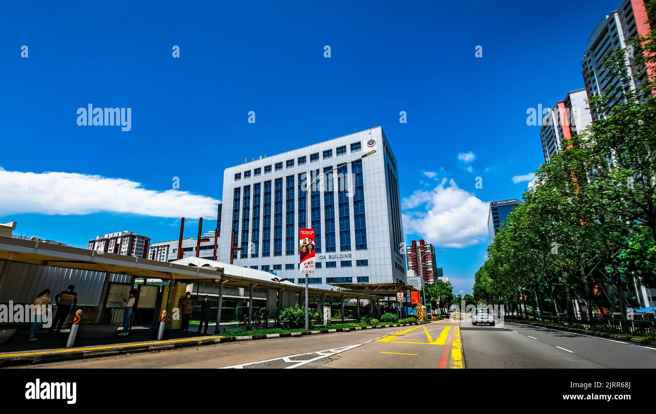 Immigration Checkpoints Authority (ICA) an der Kallang Road, Singapur. Stockfoto