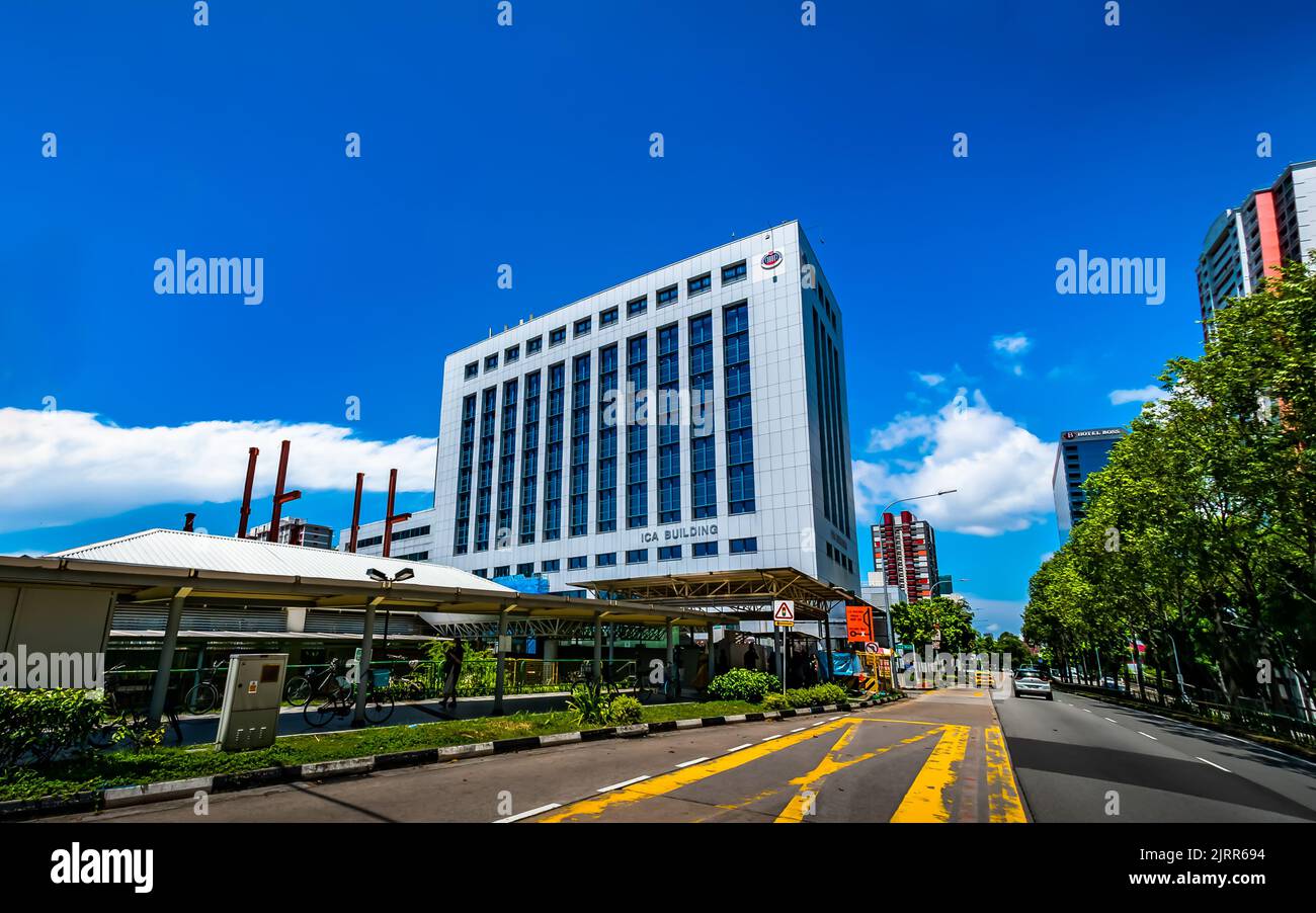 Immigration Checkpoints Authority (ICA) an der Kallang Road, Singapur. Stockfoto