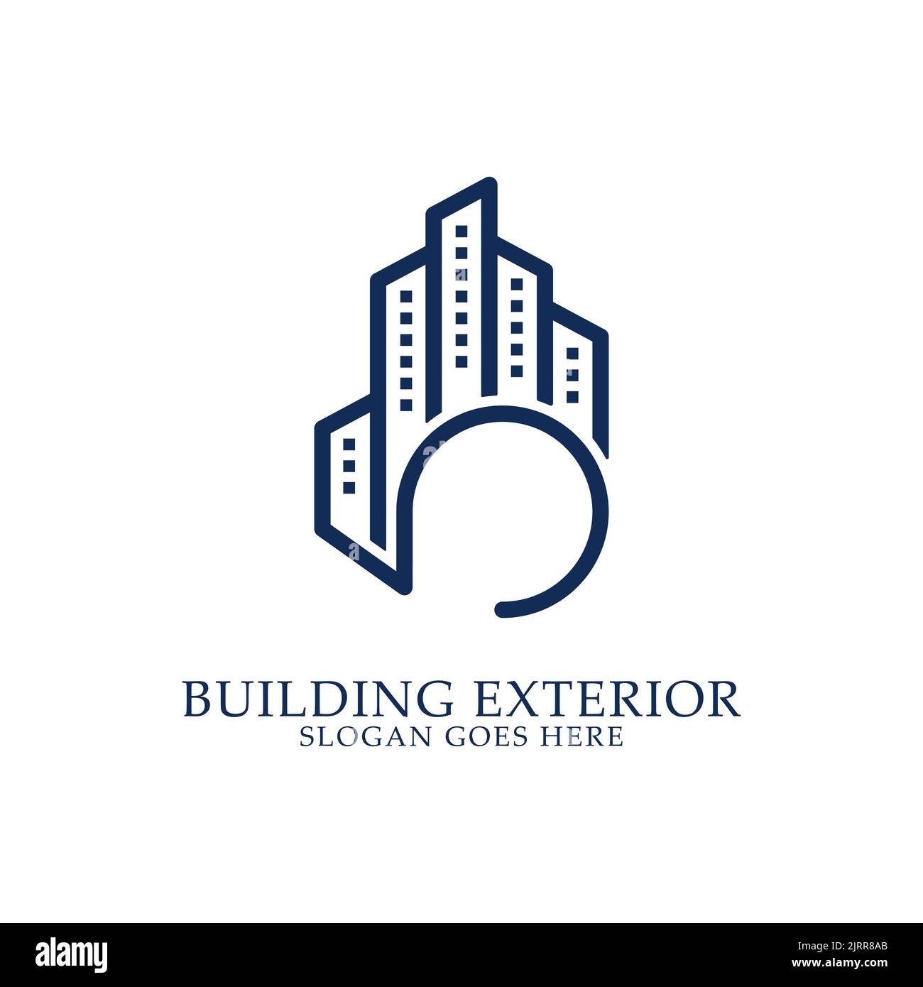 monogram Gebäude Bau Logo Design-Vektor, Gebäude mit Hallo fünf oder Handform, am besten für Immobilien, Wohnung, Bauunternehmen Premium-Logo Stock Vektor