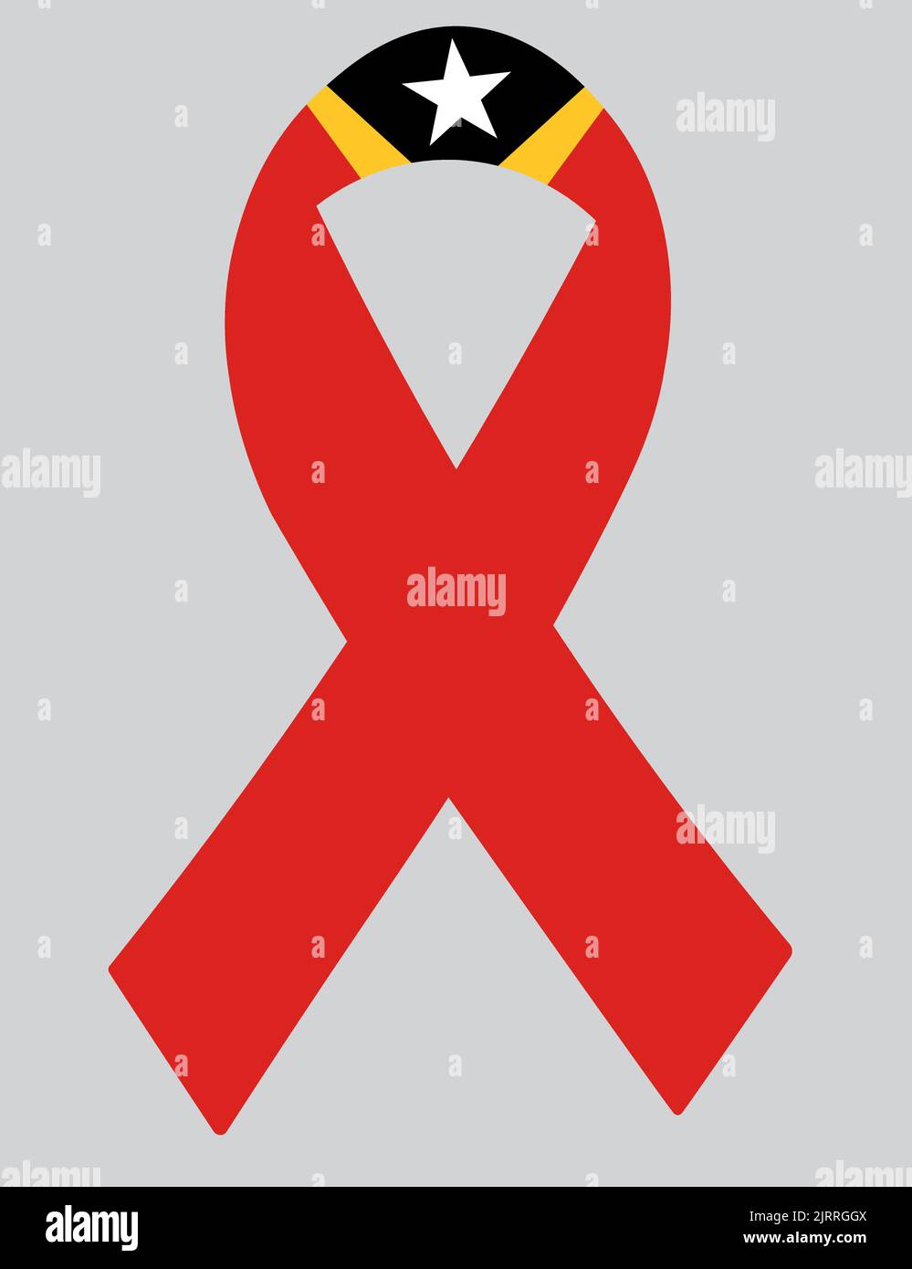 3D Flagge Osttimors auf einem Stoffband. Stock Vektor