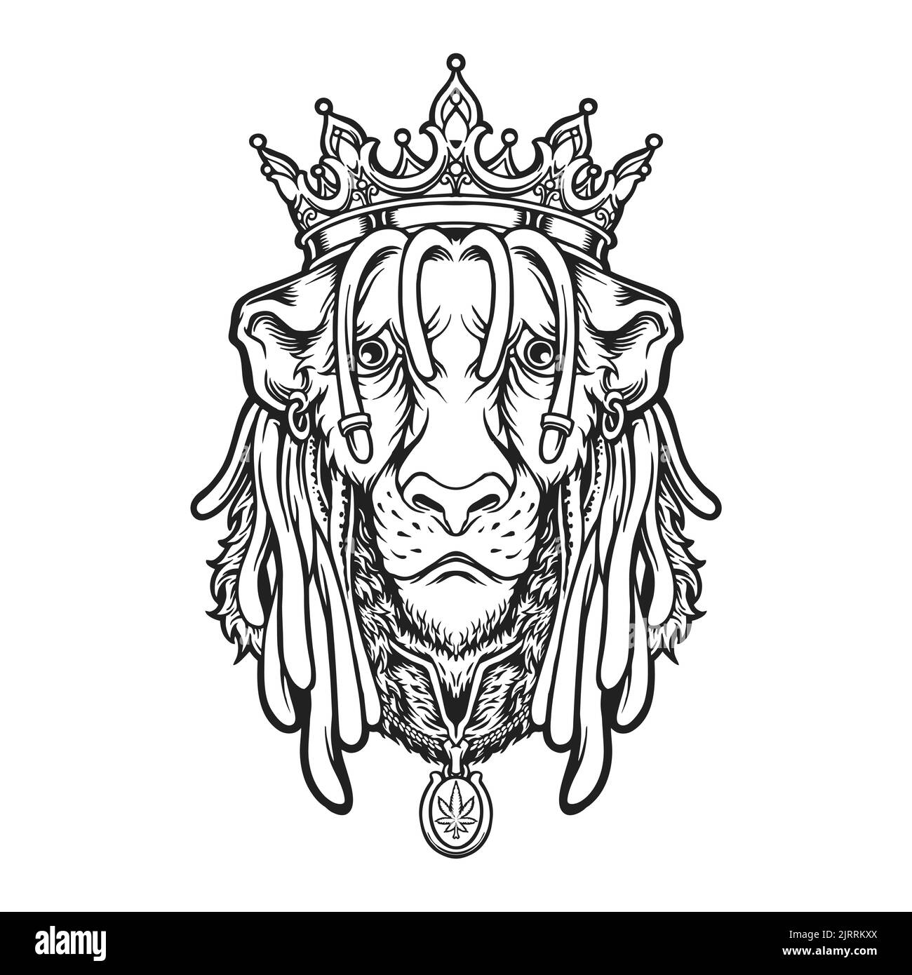 Crown Lion King coole Silhouette Vektor-Illustrationen für Ihre Arbeit Logo, Maskottchen Merchandise T-Shirt, Aufkleber und Label-Designs, Poster, Grußkarte Stockfoto