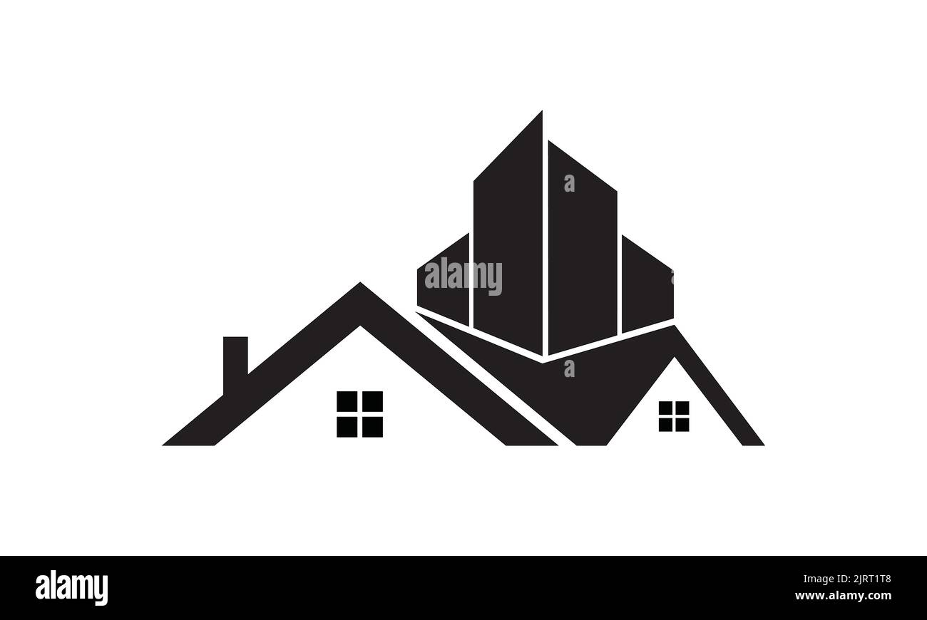 Abbildung der Wohnung der Gebäude, Symbol für Immobilien mit Wohngebiet. Haus und Haus Design mit Turm Konzept Vektor Illustration. Stock Vektor