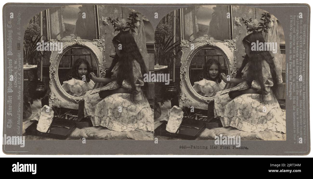 Painting her First Picture, 1880s, USA, by Fine-Art Photographers' Publishing Co Stockfoto