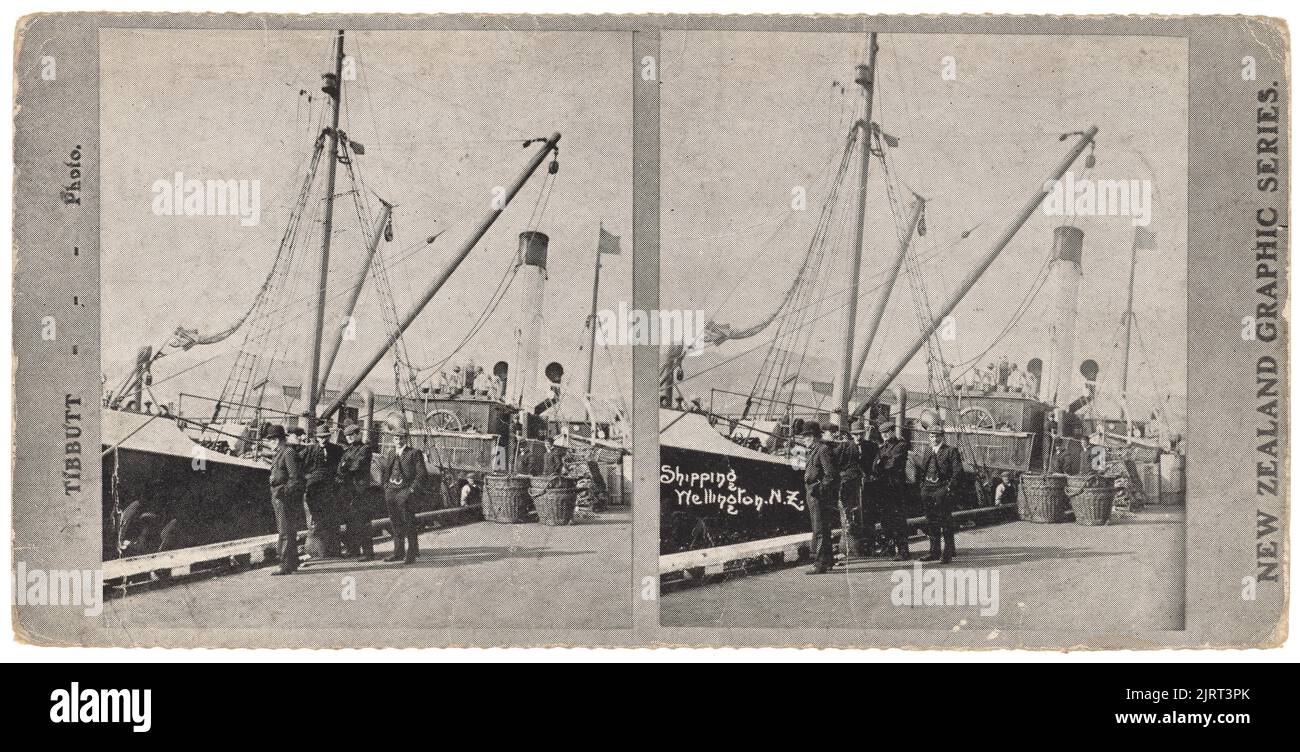 Versand, Wellington, Neuseeland, 1880s, Wellington, Von Walter Francis Tibbutt. Stockfoto