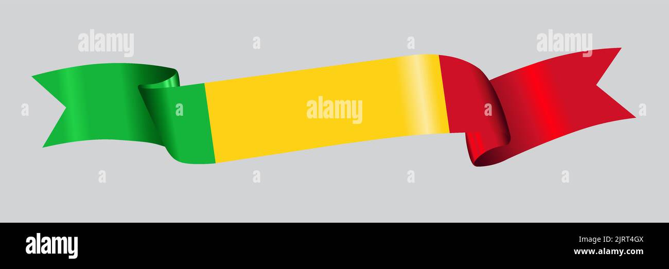3D Flagge Malis auf einem Stoffband. Stock Vektor