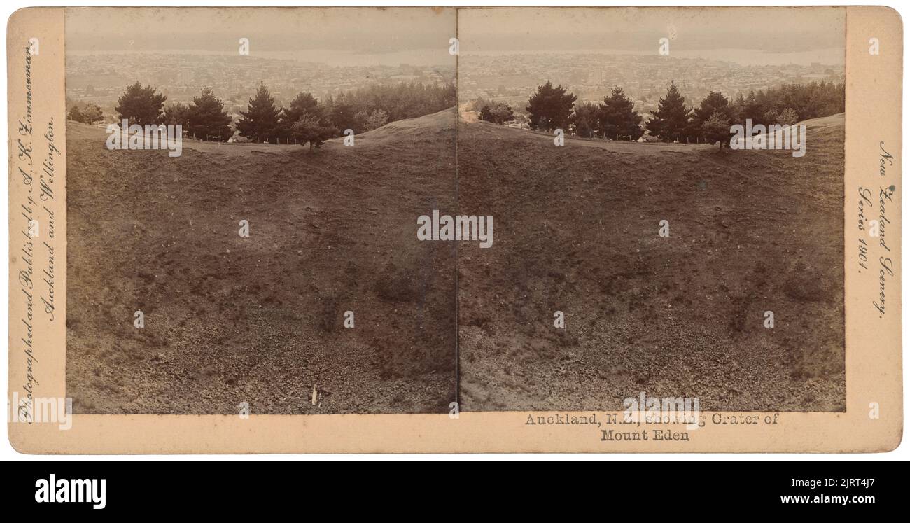 Mount Eden Gipfelkrater, 1901, Auckland, von Einem K Zimmerman. Stockfoto