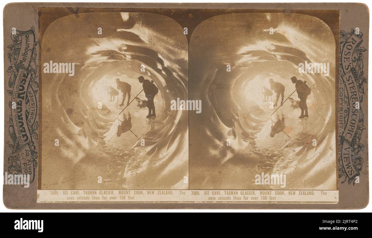 Eishöhle, Tasman Glacier, um 1900, Melbourne, von George Rose. Stockfoto