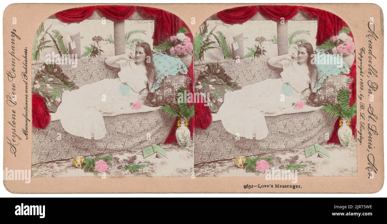 Love's Messenger, 1899, USA, von B Singley, Keystone View Company. Stockfoto