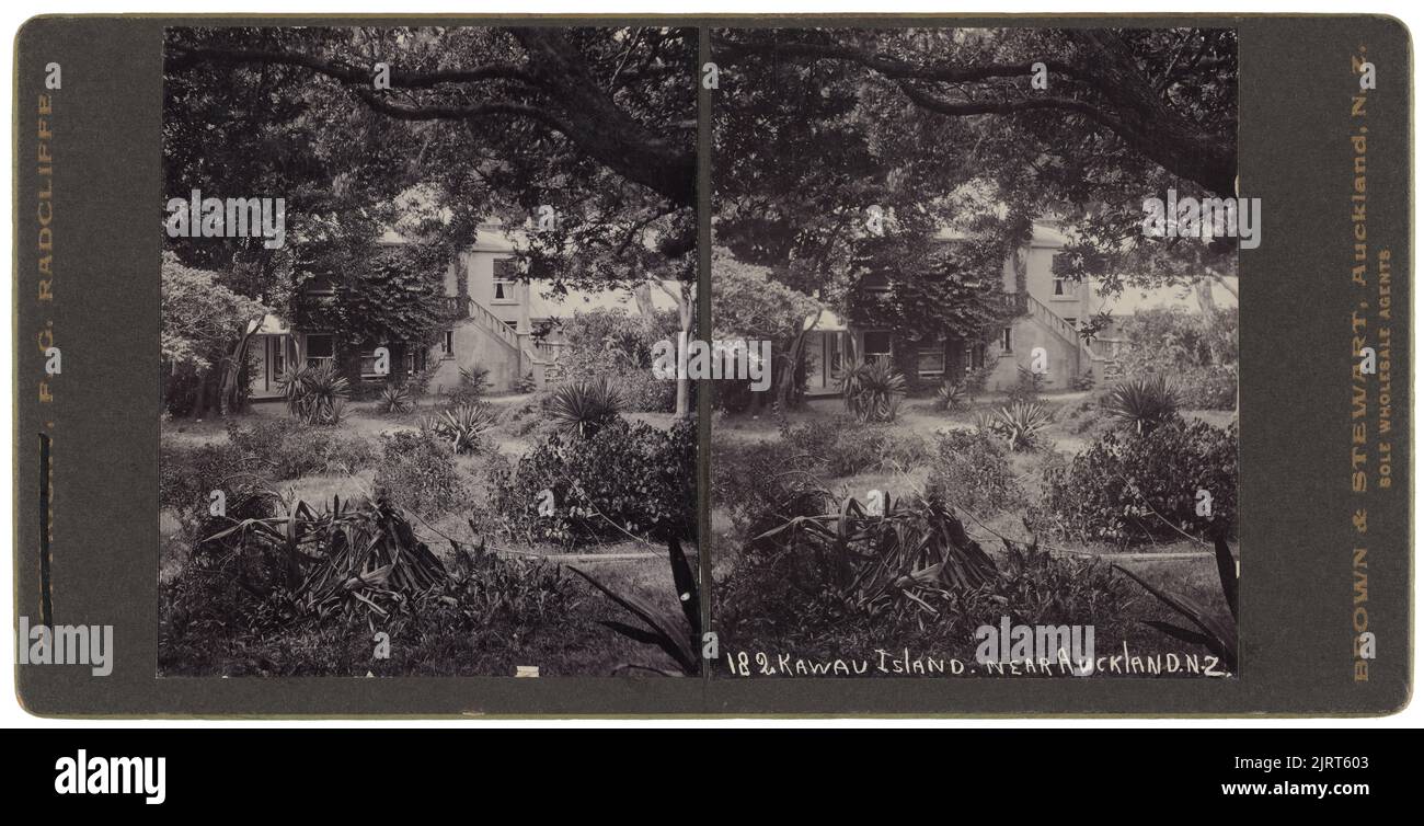 Kawau Island, in der Nähe von Auckland, NZ, um 1900, Auckland, Von Frederick George Radcliffe, Brown & Stewart. Stockfoto