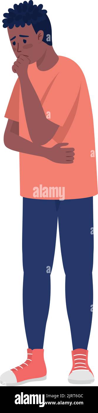 Nachdenklich verärgert Mann semi flache Farbe Vektor Charakter Stock Vektor