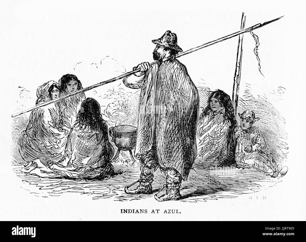 Stich von Indianern in Azul, bei Buenes Aires, Argentinien, aus Einer Reise im Sonnenstrahl von Baroness Anna 'Annie' Brassey (1839 – 1887), veröffentlicht 1878 Stockfoto