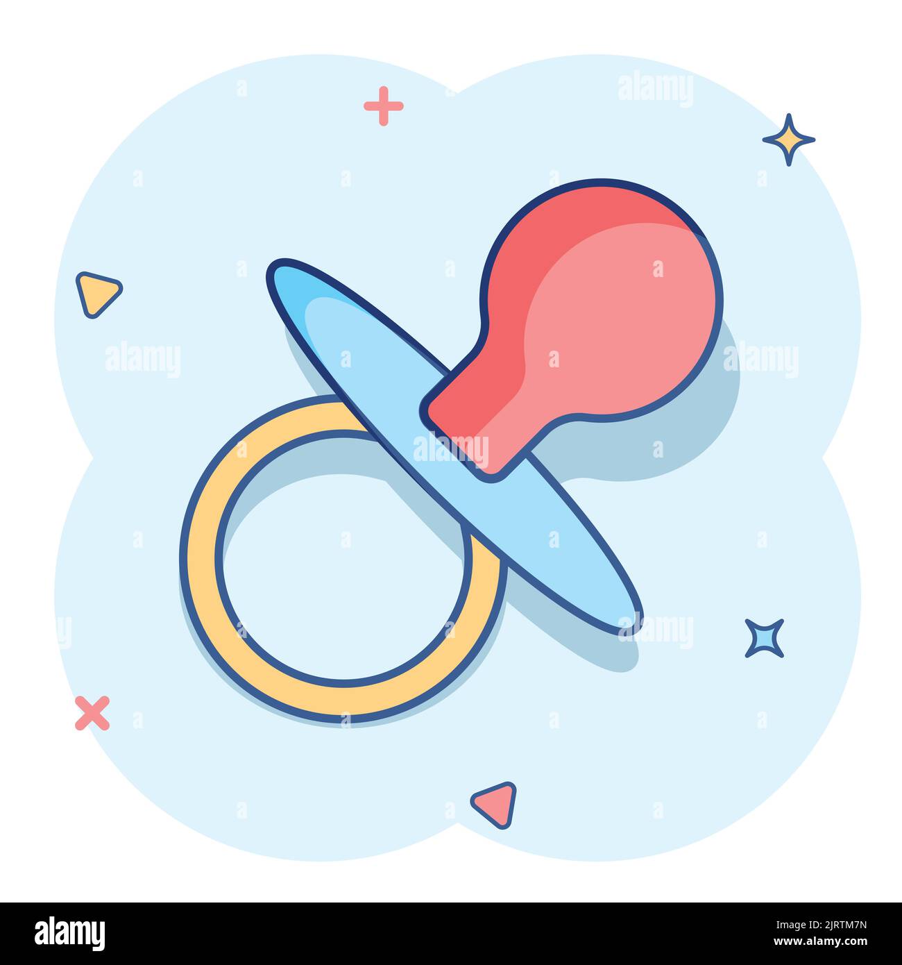 Vektor cartoon baby Schnuller Symbol im Comic-stil. Kind Spielzeug nippel Zeichen Abbildung Piktogramm. Schnuller business splash Wirkung Konzept. Stock Vektor
