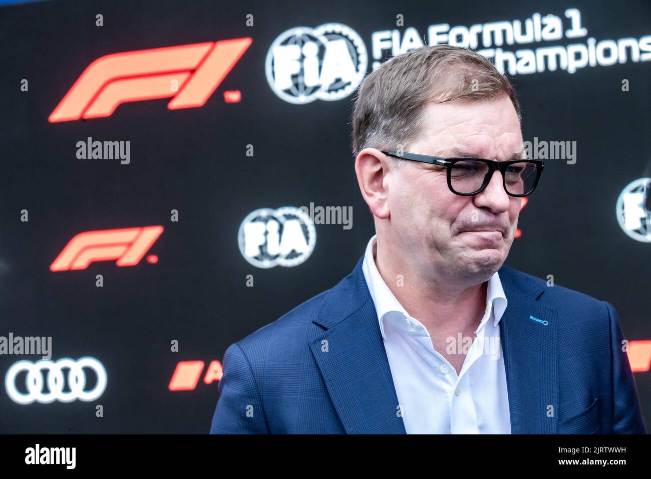 Spa, Belgien. , . Weltmeisterschaft F1. Großer Preis Von Belgien. Der Vorstandsvorsitzende der AUDI AG, Markus Duesmann, kündigt AUF der Pressekonferenz die TEILNAHME VON AUDI an F1 an.- Foto Copyright: Cristiano BARNI/ATP images Credit: SPP Sport Press Foto. /Alamy Live News Stockfoto