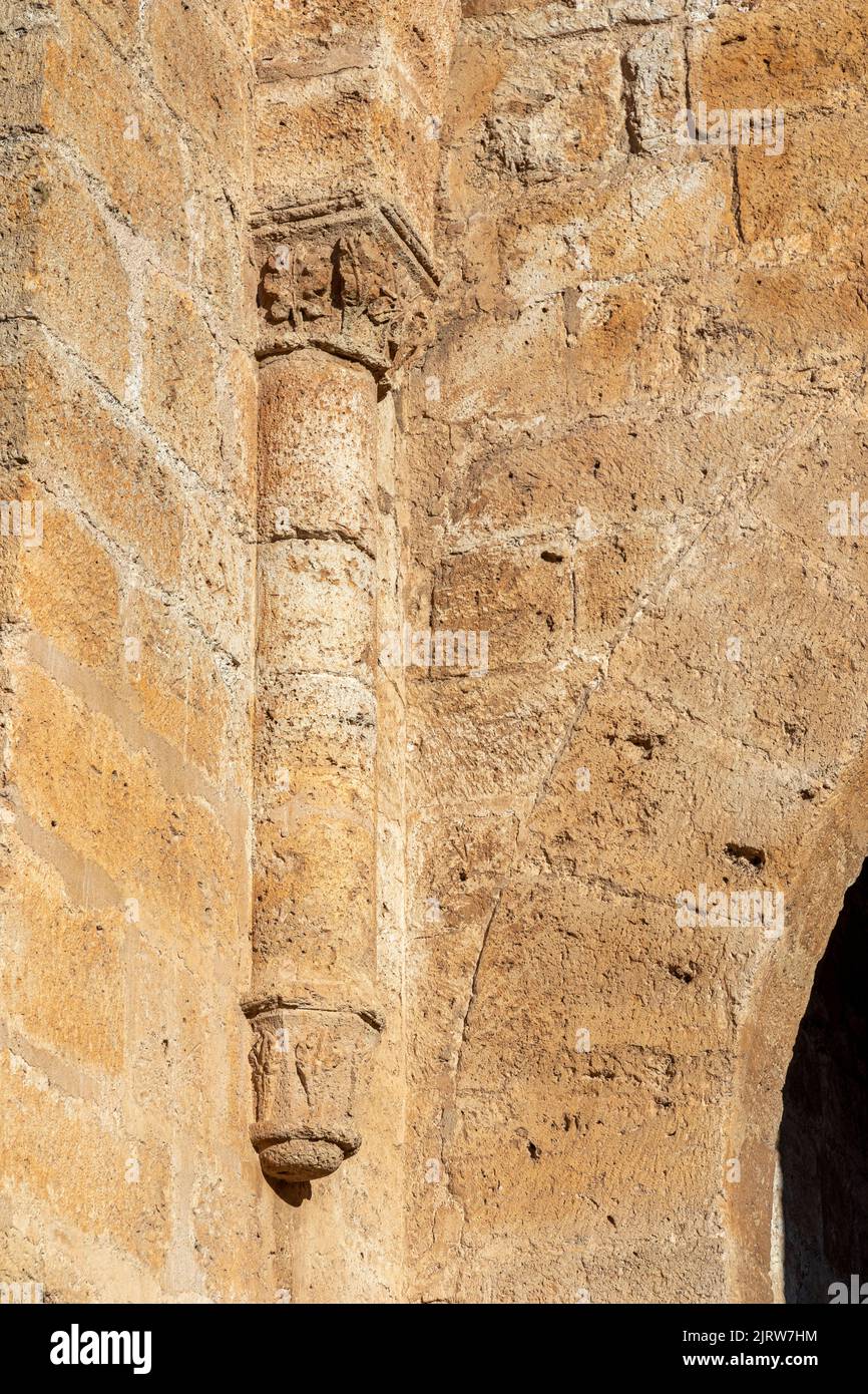 Ciudad Real, Spanien. Detail der Puerta de Toledo (Toledo-Tor), einem gotischen befestigten Stadteingang, der früher Teil der Mauern war Stockfoto