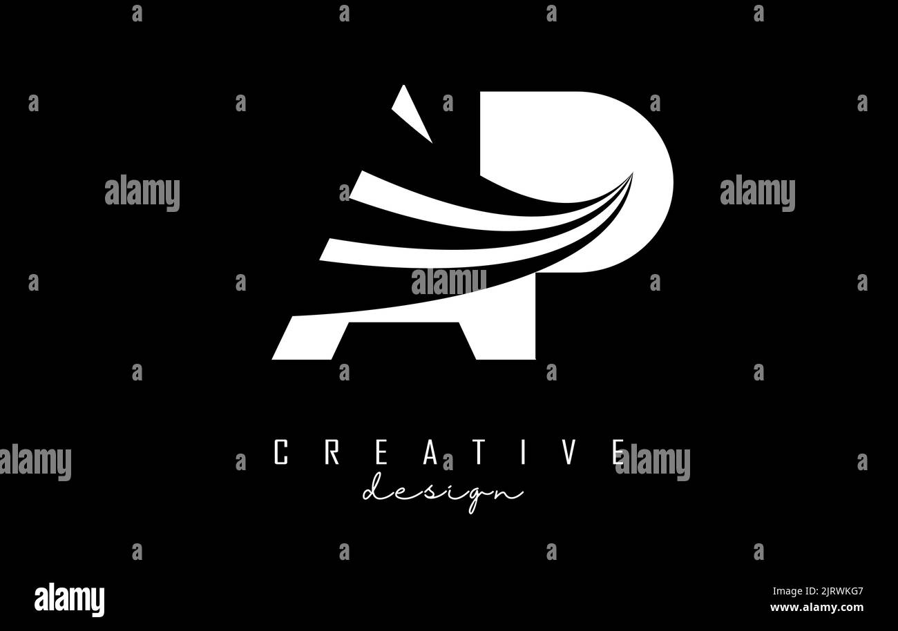 Weißes AP A p-Logo mit Linien und Straßenkonzept. Buchstaben mit geometrischem Design. Vektorgrafik mit Buchstaben und kreativen Schnitten Stock Vektor