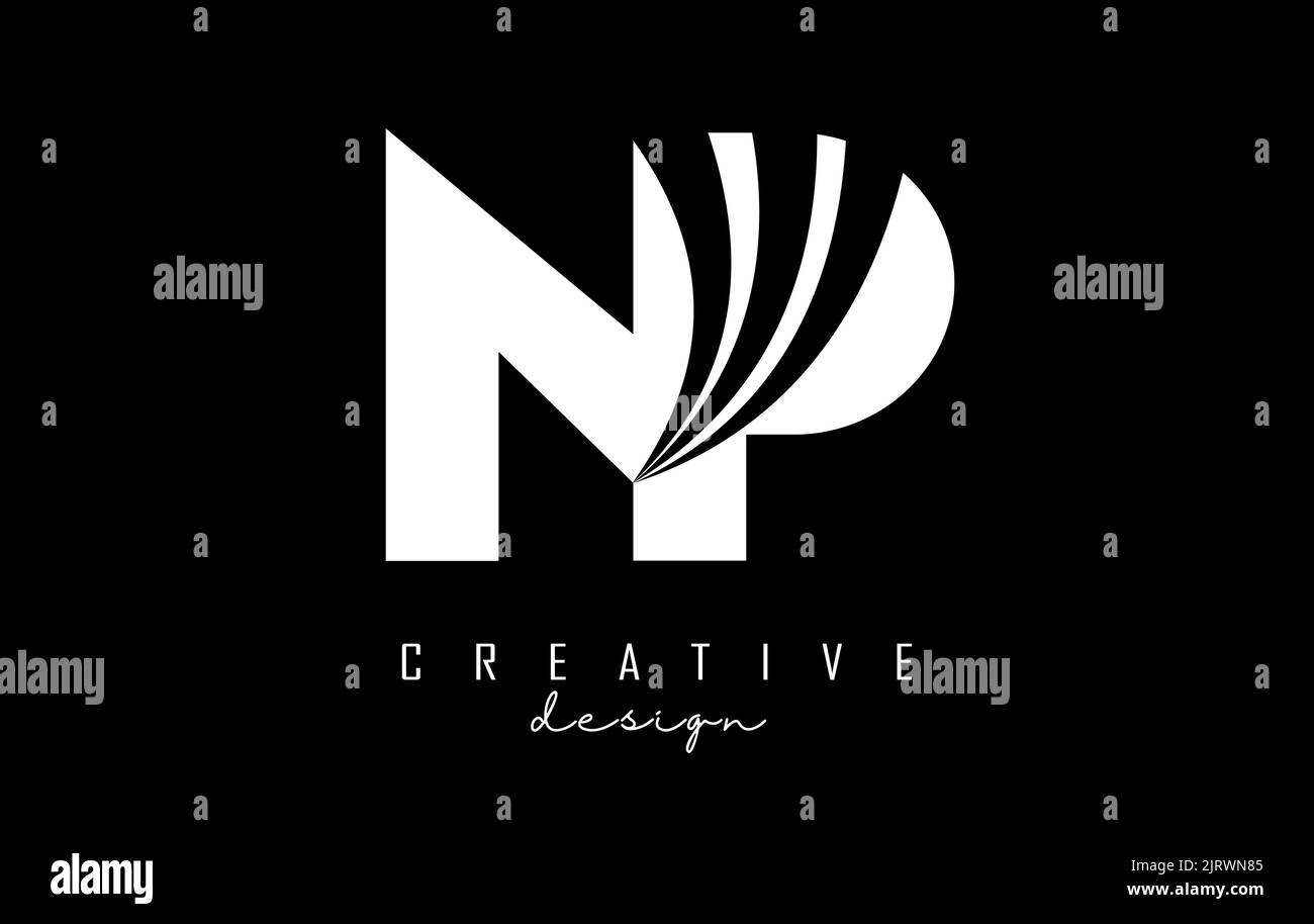 Kreatives, weißes NP n p-Logo mit führenden Linien und Straßenkonzept. Buchstaben mit geometrischem Design. Vektorgrafik mit Buchstabe und Kreat Stock Vektor