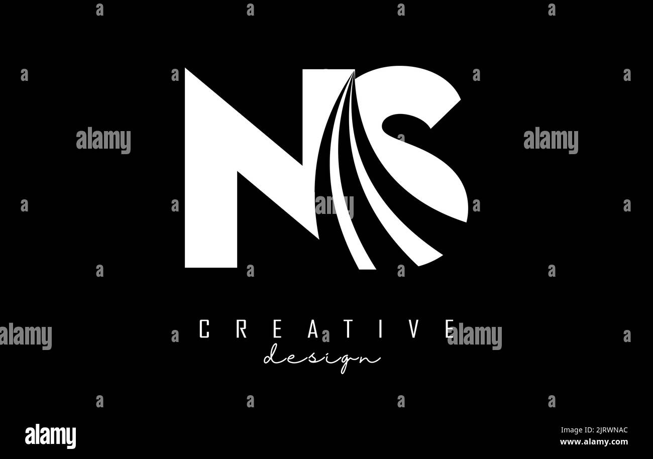Kreatives, weißes NS n s-Logo mit Linien und Straßenkonzept. Buchstaben mit geometrischem Design. Vektorgrafik mit Buchstabe und Kreat Stock Vektor