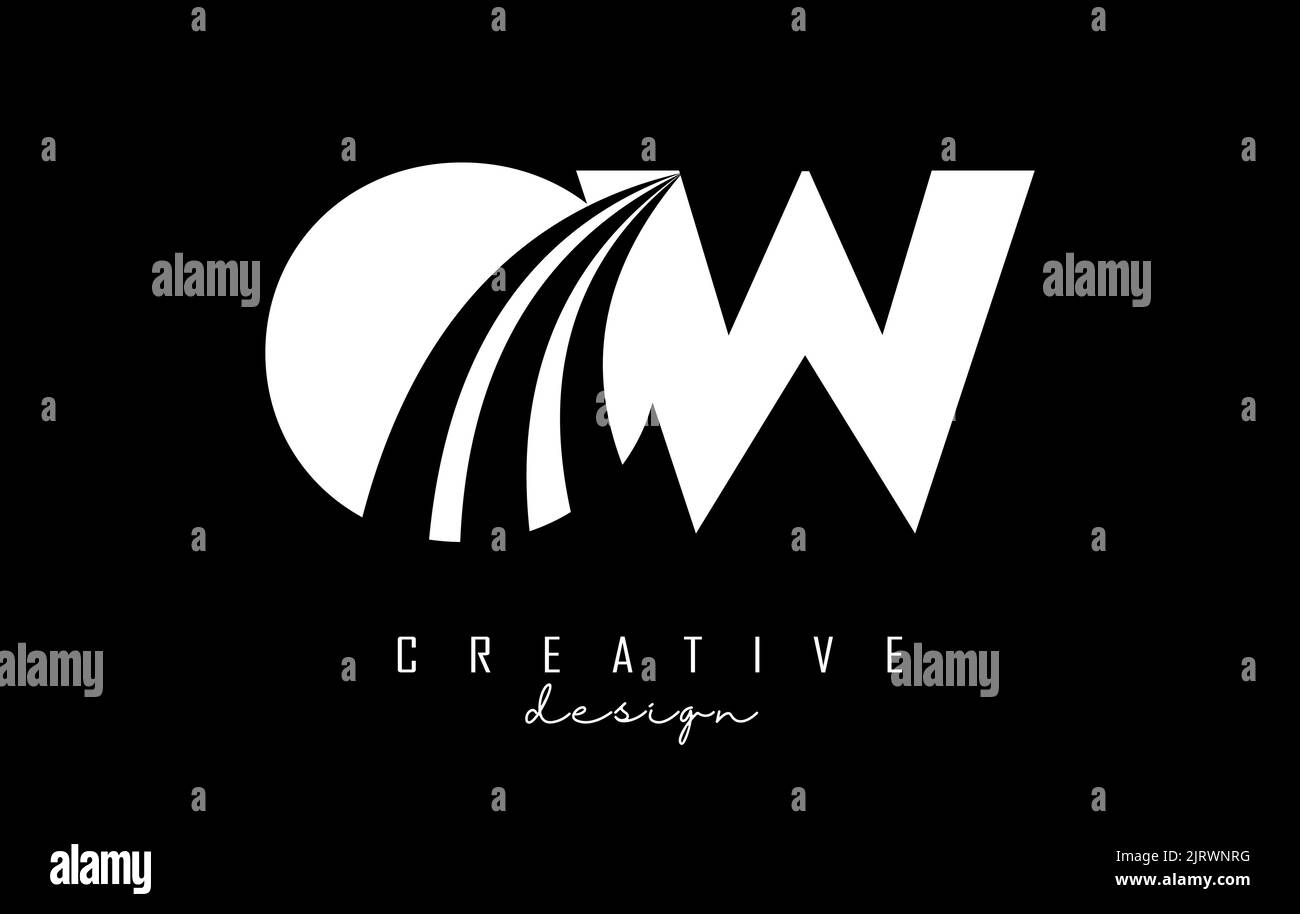 Kreatives weißes OW o w-Logo mit Linien und Straßenkonzept. Buchstaben mit geometrischem Design. Vektorgrafik mit Buchstabe und Kreat Stock Vektor
