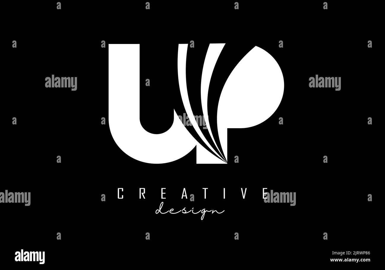 Kreatives weißes Logo mit AUFDRUCK und Straßenkonzept. Buchstaben mit geometrischem Design. Vektorgrafik mit Buchstabe und Kreat Stock Vektor