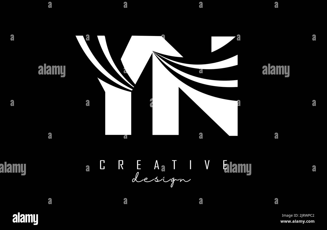 Kreatives, weißes YN y n-Logo mit Linien und Straßenkonzept. Buchstaben mit geometrischem Design. Vektorgrafik mit Buchstabe und Kreat Stock Vektor