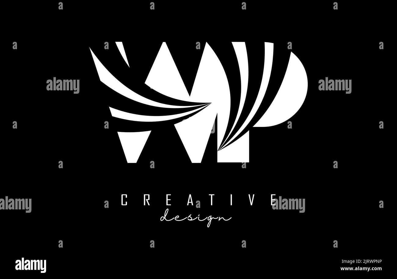 Kreatives, weißes WP w p Logo mit Linien und Straßenkonzept. Buchstaben mit geometrischem Design. Vektorgrafik mit Buchstabe und Kreat Stock Vektor