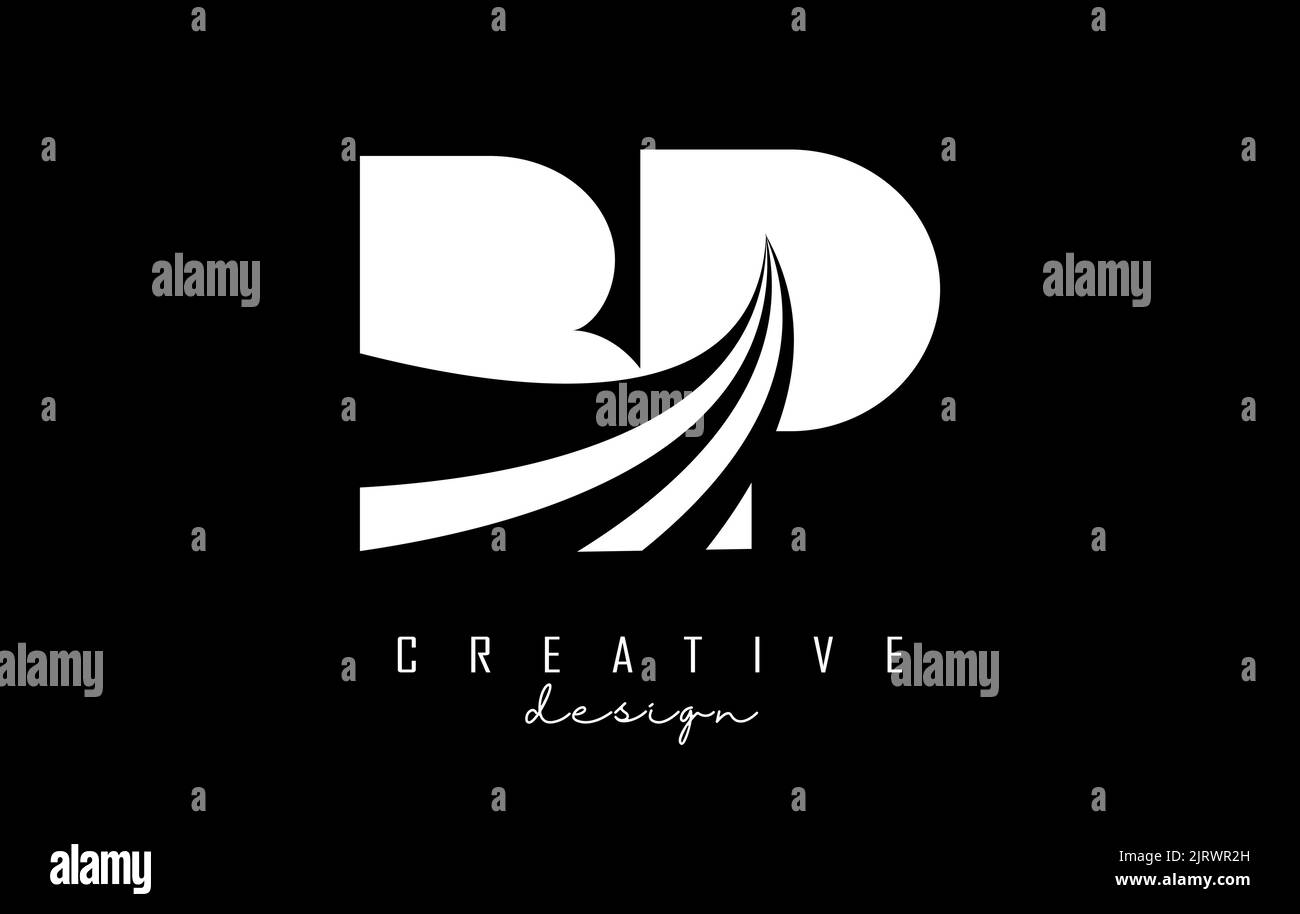 Weißes BP B p -Logo mit Linien und Straßenkonzept. Buchstaben mit geometrischem Design. Vektorgrafik mit Buchstaben und kreativen Schnitten Stock Vektor