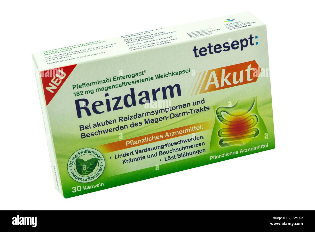 Hamburg, Deutschland - August 2022: 1 Packung Tetesept Tabletten Reizdarm Akut - 1 Packung Tetesept Tabletten Reizdarm akut Stockfoto