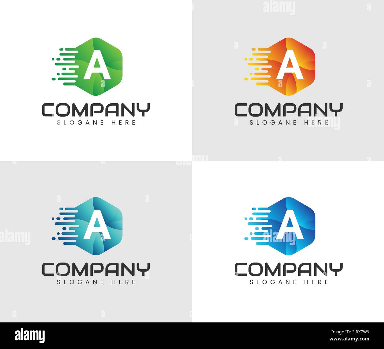 Sechseck ein Buchstabenlogo mit Linie und Punkt. Anfangsbuchstabe A Connection Logo Design. Stock Vektor
