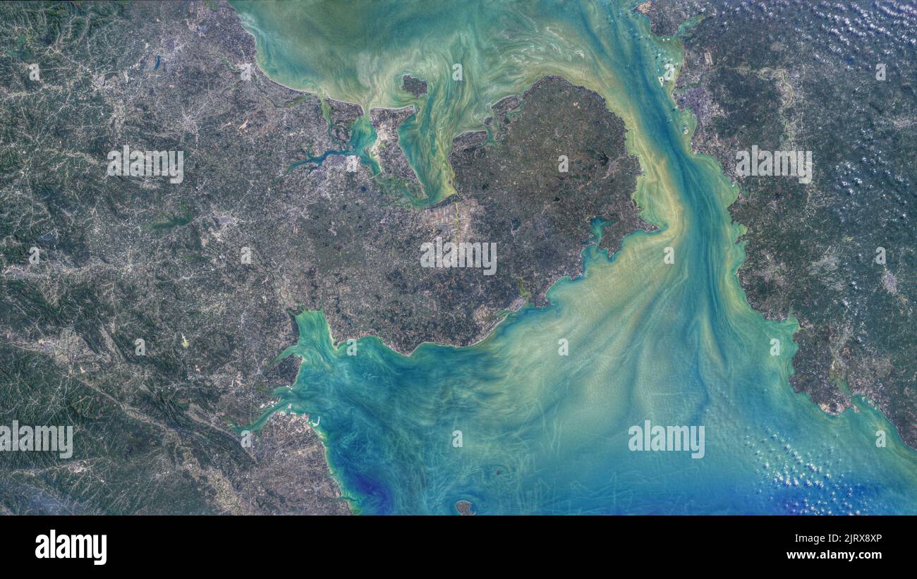 Luftaufnahme der Halbinsel Leizhou im südlichsten Teil der Provinz Guangdong in Südchina. Stockfoto
