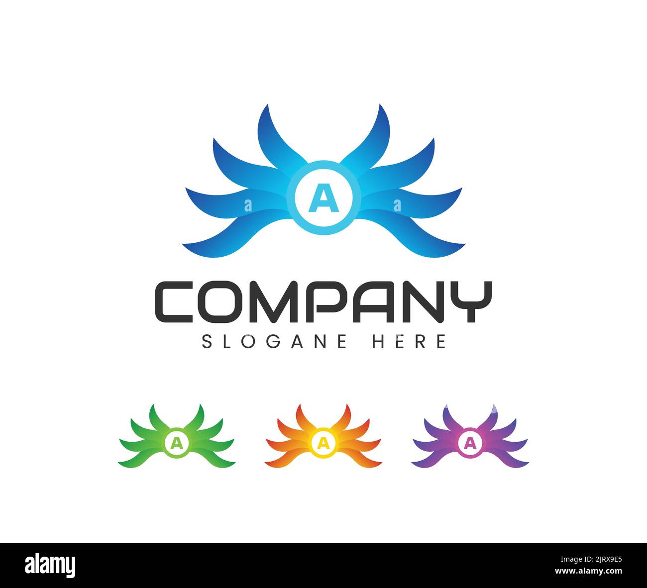 Anfangsbuchstabe A mit Flügel-Logo-Design. Wings Design Element, Initial Letter Ein Logo-Symbol, Initial Logo Template Stock Vektor