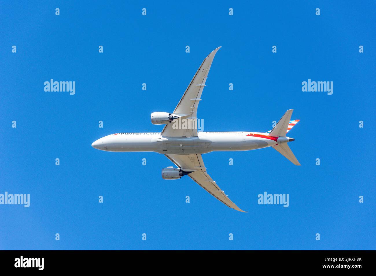 American Airlines Boeing 787-9 Dreamliner-Flugzeuge starten vom Flughafen Heathrow, Greater London, England, Vereinigtes Königreich Stockfoto