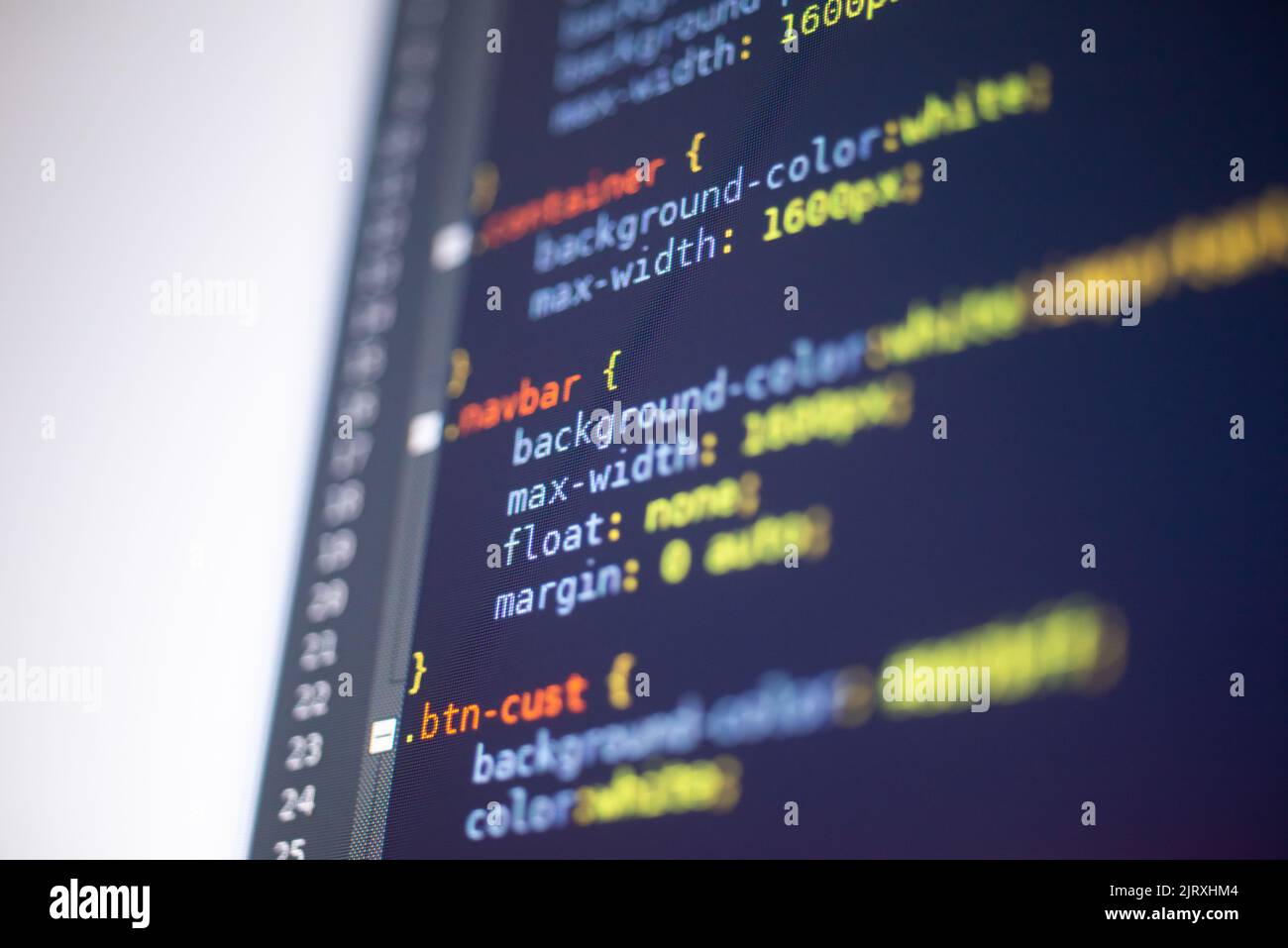 Programmierkonzept, Code auf einem Monitor, CSS Stylesheet Stockfoto