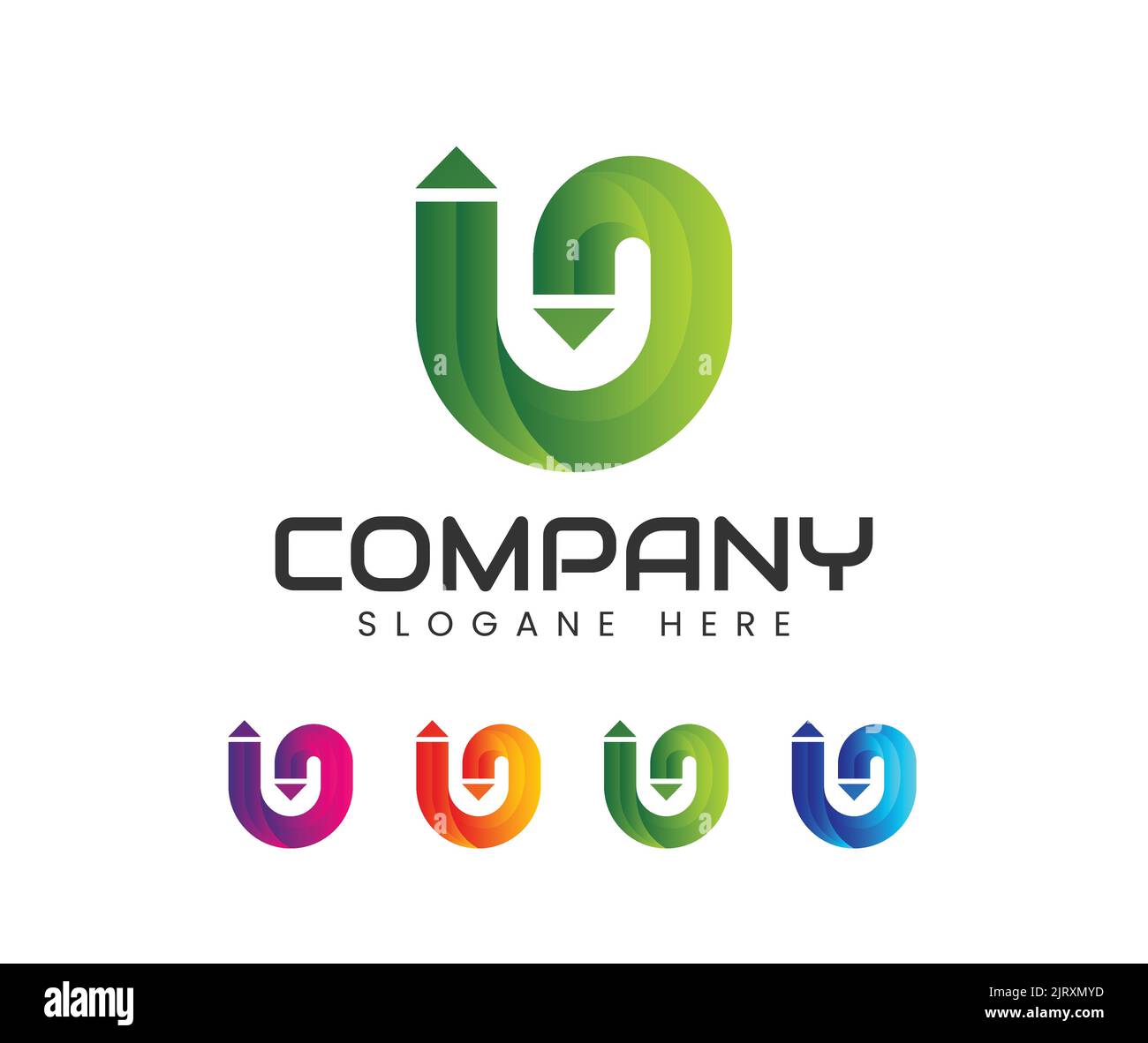 Modernes u-Logo-Design mit 3D Buchstaben. Anfangsbuchstabe U Logo Design Stock Vektor