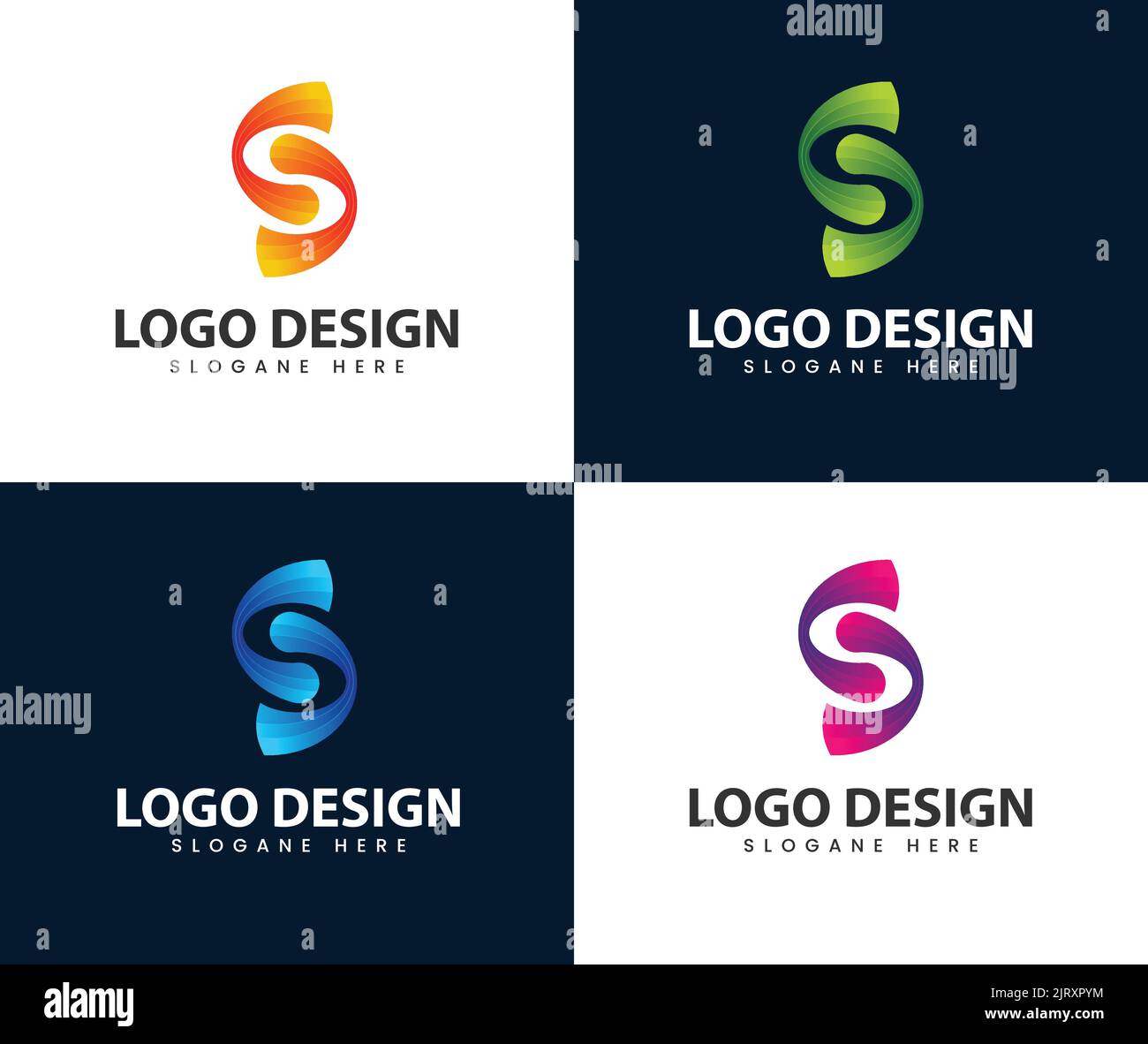 Abstraktes, modernes, farbenfrohes S-Logo-Design. Einzigartige, moderne, kreative und trendige Geschäftsmarken Stock Vektor