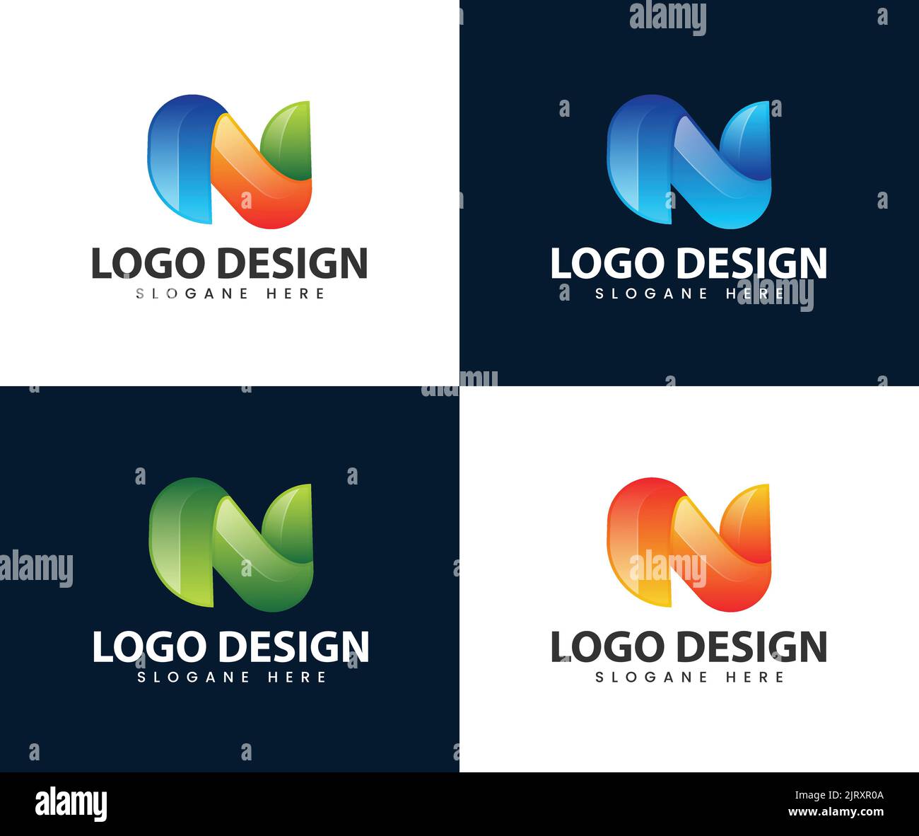 Modernes abstraktes n-Logo-Design. Abstrakte Symbole für den Buchstaben N Stock Vektor