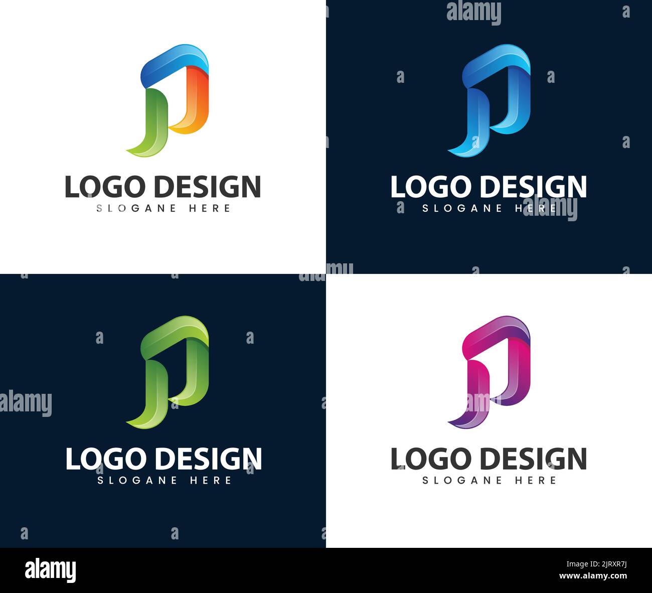 Abstraktes Anfangsbuchstabe mit p-Logo. Design der Vorlage für das P-Logo. Abstraktes Anfangsbuchstabe P Logo Design Stock Vektor