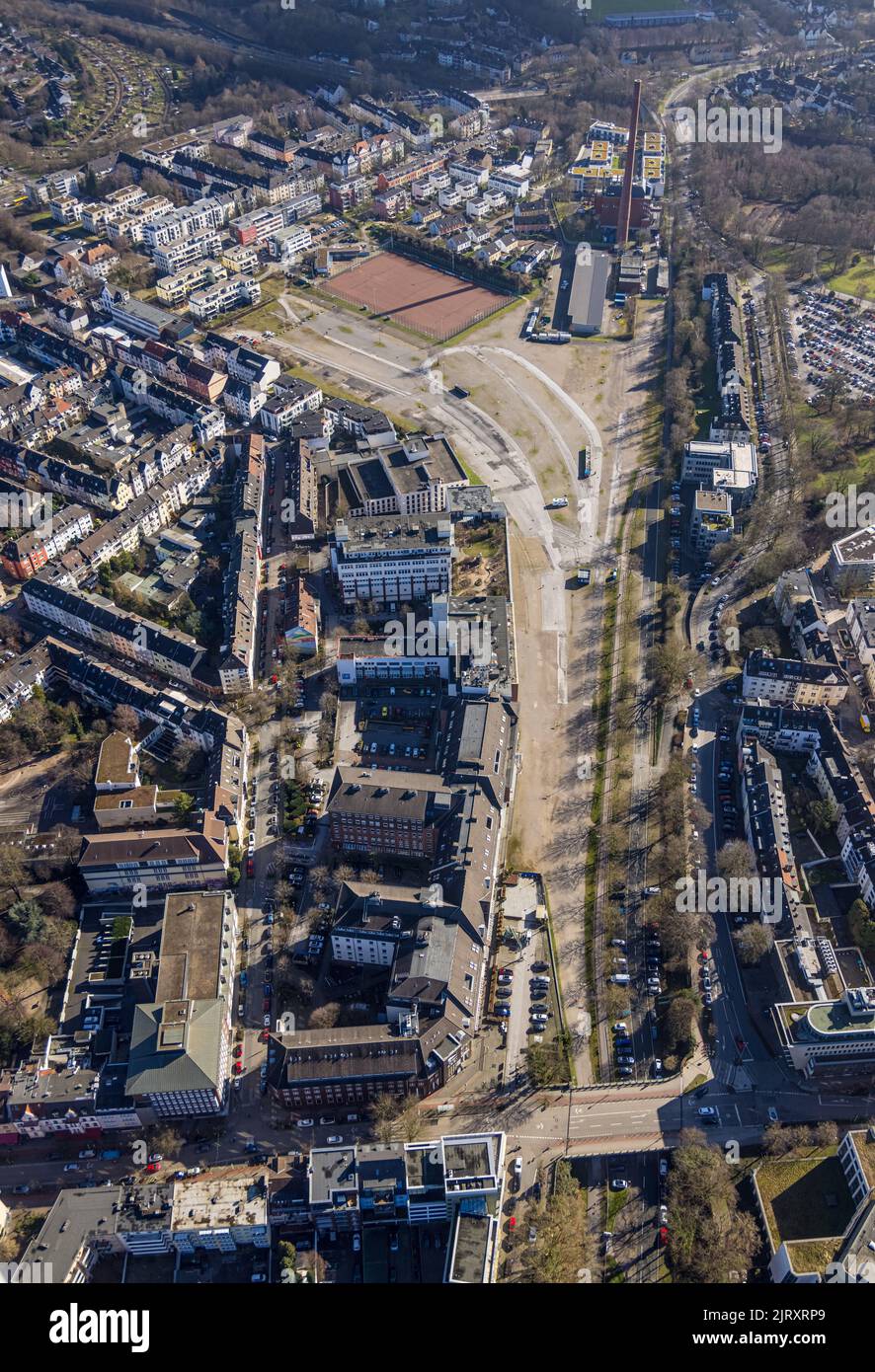 Luftbild, Gregorstraße fair Parkplatz Grugaweg und Giradetstraße im Bezirk Rüttenscheid in Essen, Ruhrgebiet, Nordrhein-Westfalen, Deutsch Stockfoto