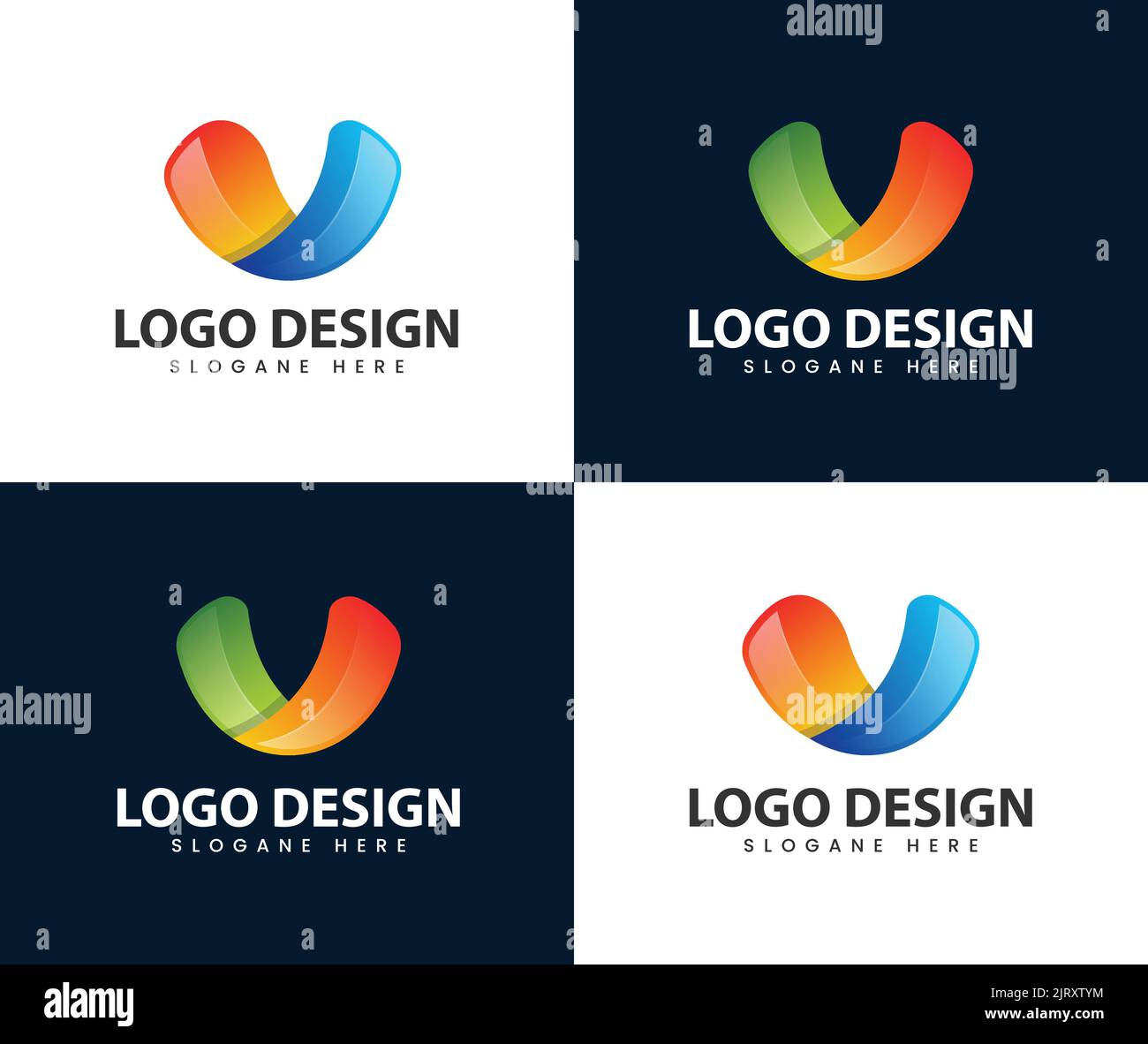 Modernes 3D-Buchstaben-V-Logo-Design. Bunte Buchstaben V Logo Vektor-Vorlage. Logo mit dem Buchstaben V Stock Vektor