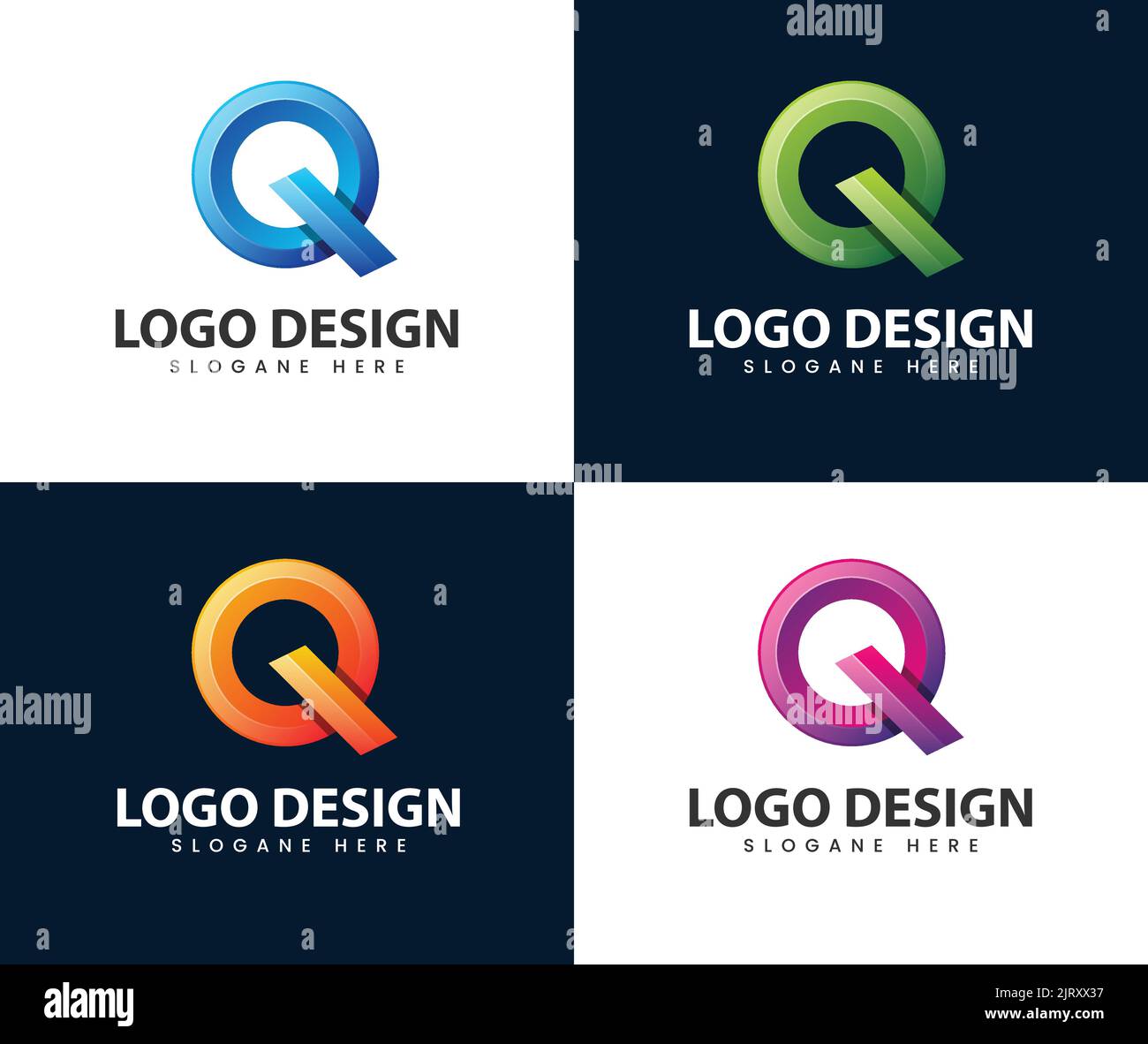 Abstrakter Buchstabe q modernes 3D Logo-Design. Design-Vorlage für das Q-Logo. Kreative, moderne Q-Typografie und farbenfrohe Farbverläufe Stock Vektor