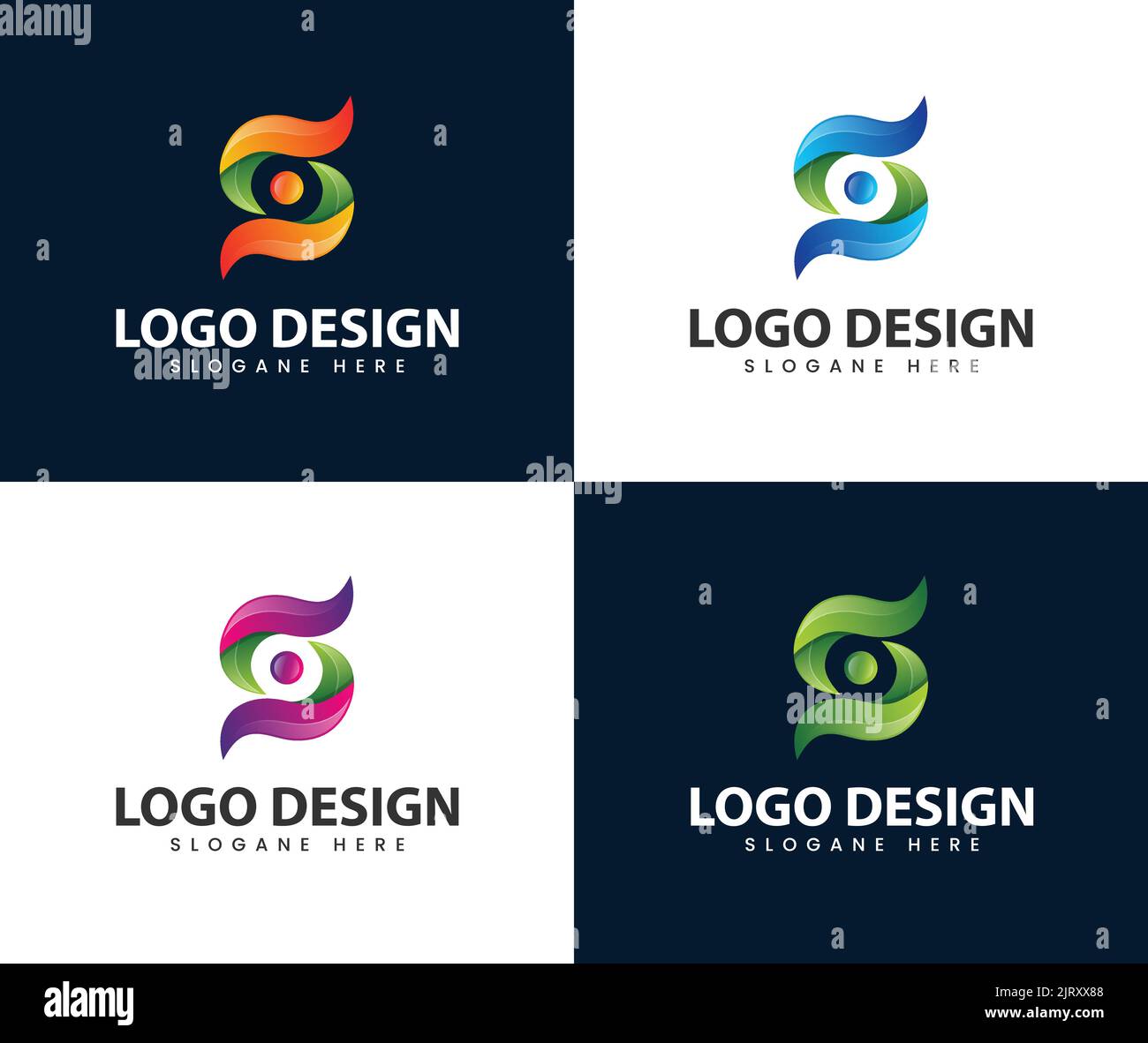 Abstraktes modernes 3D s-Buchstaben-Logo mit Innenkreispunkt. S-Logo, modernes 3D Design-Buchstaben-Charakter. S-Letter-Logo. Vektor-Konzept des Firmenlogos Stock Vektor