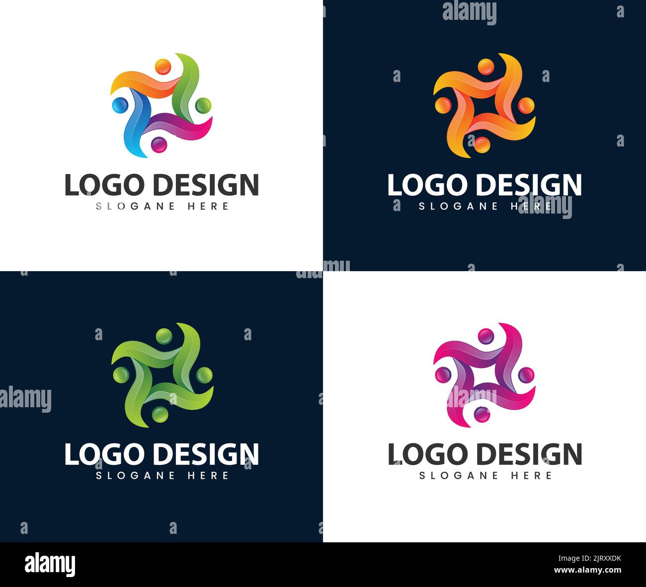 Die soziale Menschlichkeit buntes Logo-Design Moderne Logo-Designs Stock Vektor