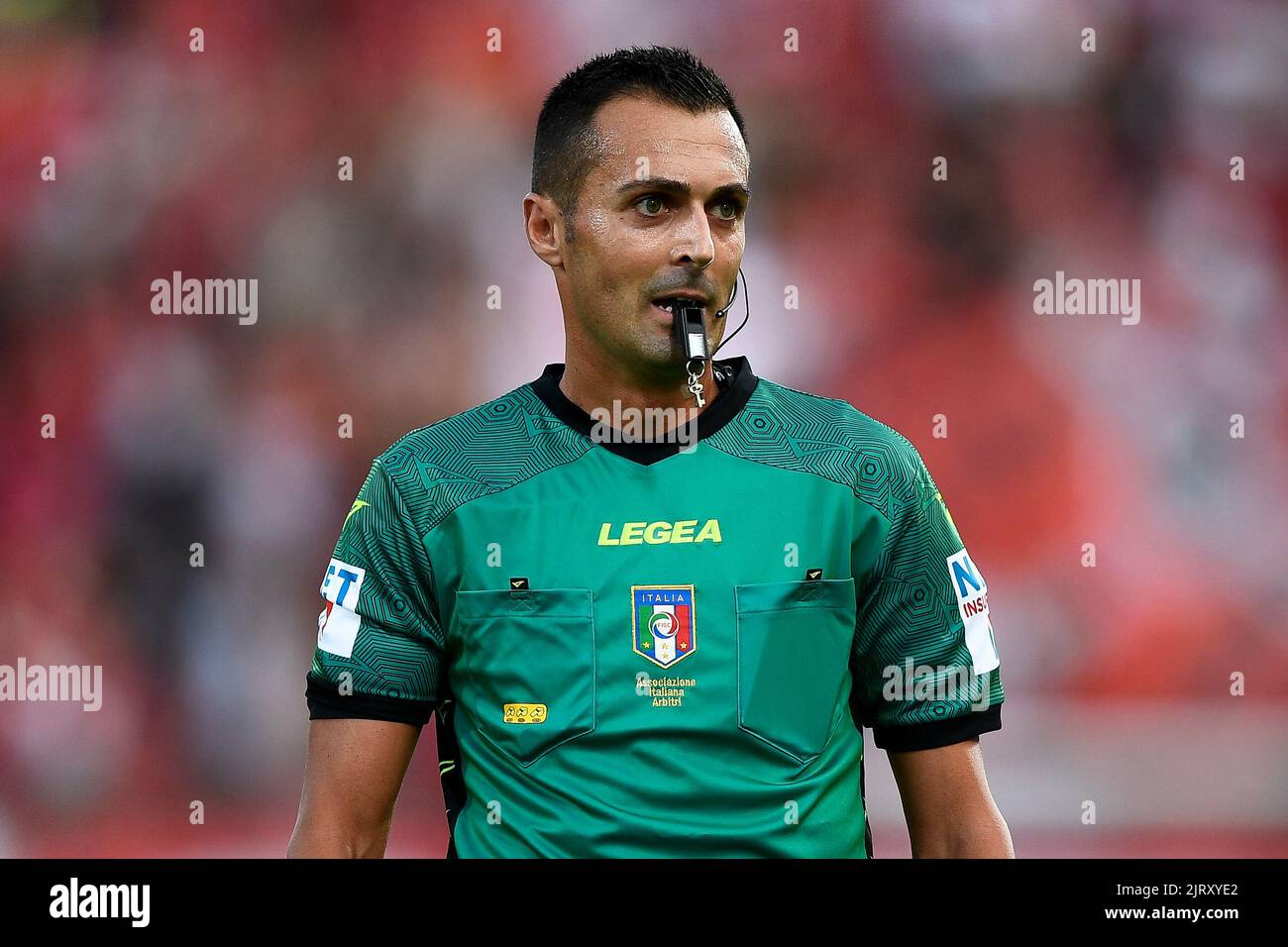 Monza, Italien. 26. August 2022. Schiedsrichter Marco Di Bello schaut während des Fußballspiels der Serie A zwischen AC Monza und Udinese Calcio zu. Kredit: Nicolò Campo/Alamy Live Nachrichten Stockfoto