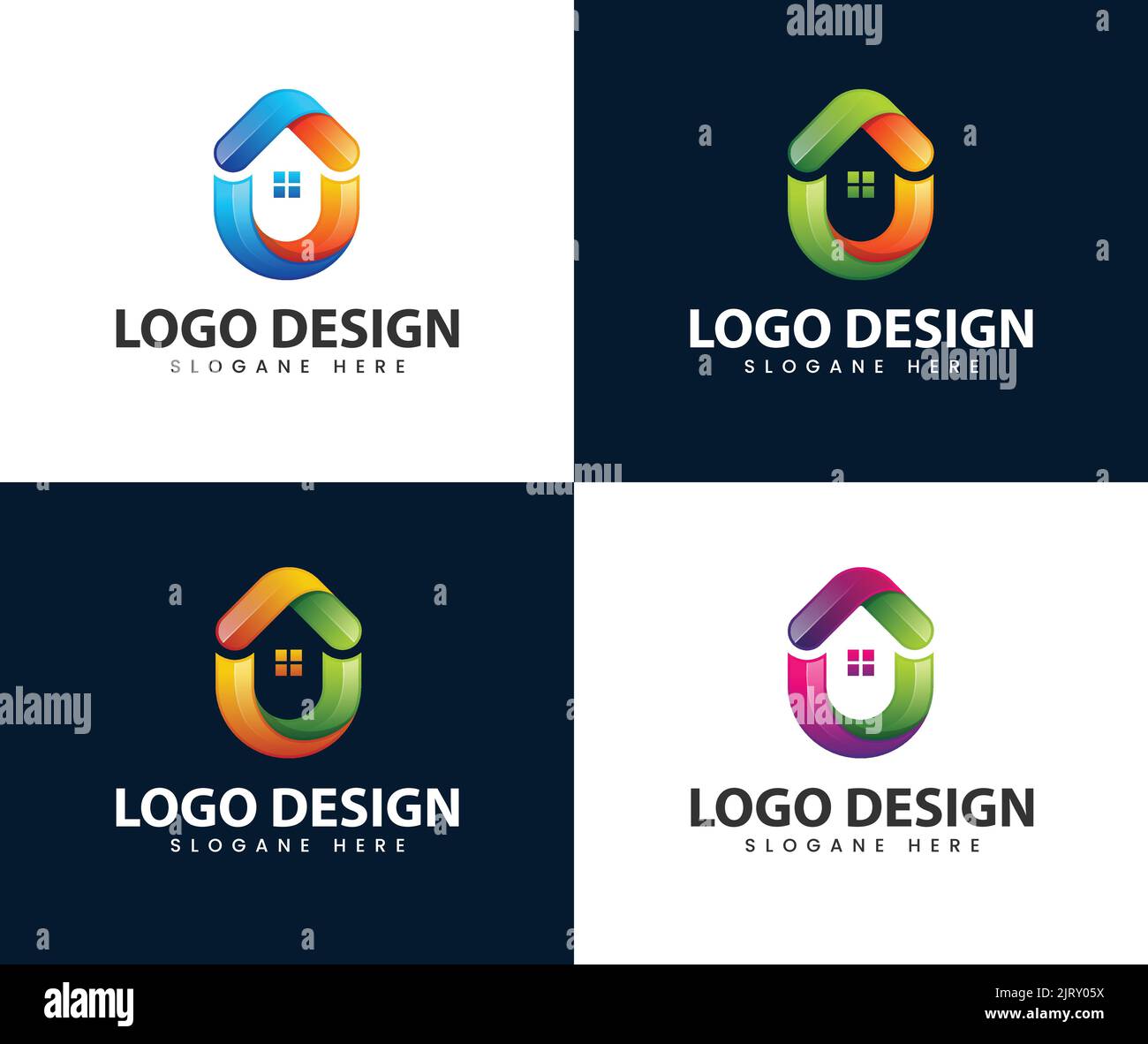 Up Letter U Real State Logo Design. Anfangsbuchstabe U und UP Letter Logo Design-Vorlage Stock Vektor