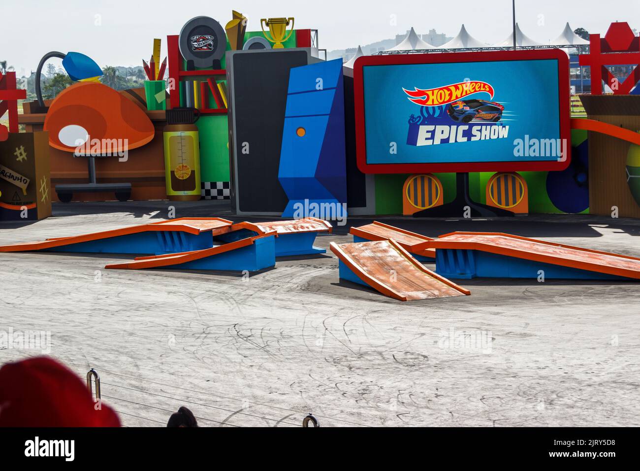 Hot Wheels Epic Show Beto Carrero World Santa Catarina, Brasilien - 4. Mai 2019: Show Hot Wheels ist eine der Hauptattraktionen von Beto Carrero World, Th Stockfoto