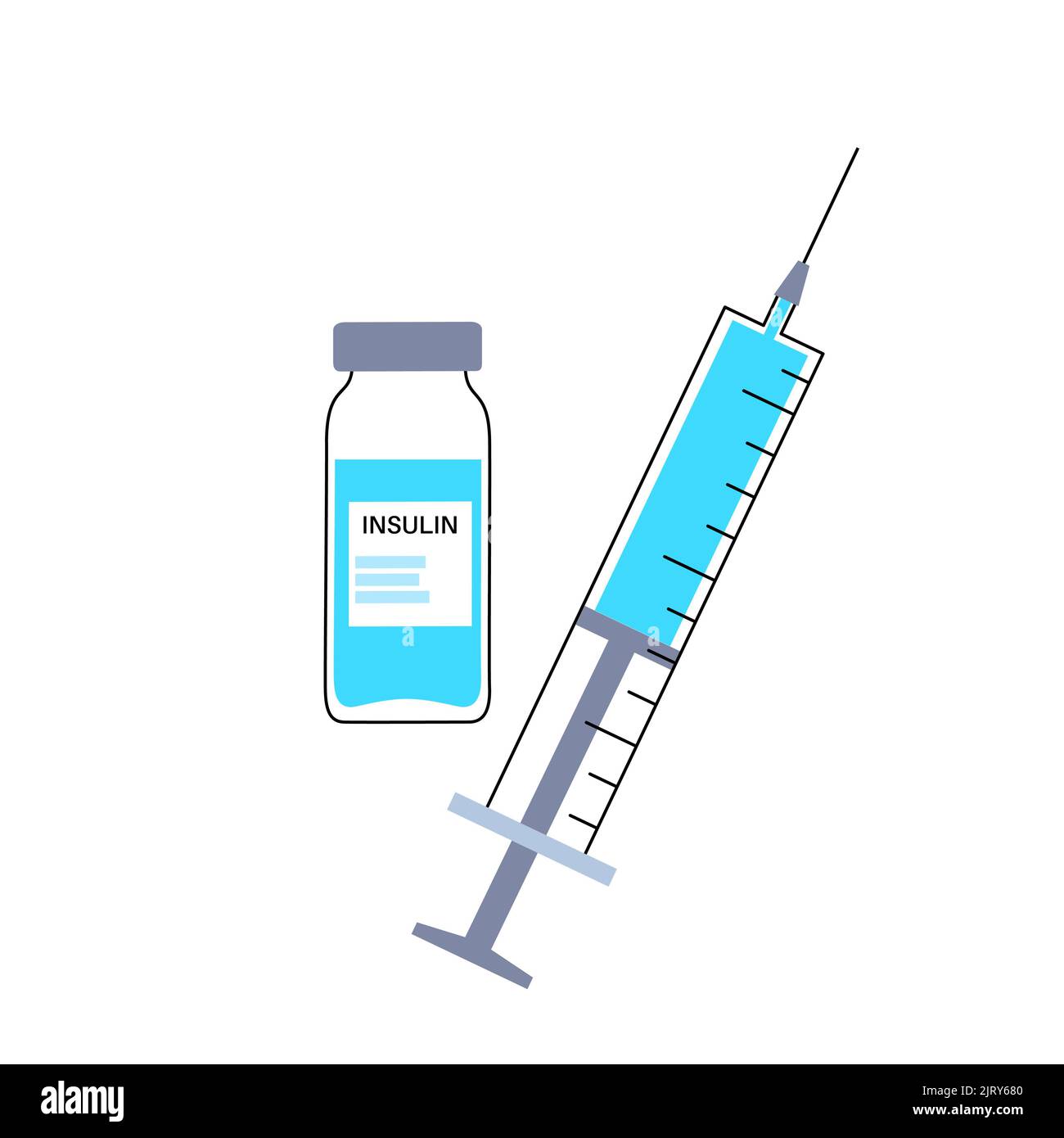 Insulinampulle und Spritze, Abbildung Stockfoto