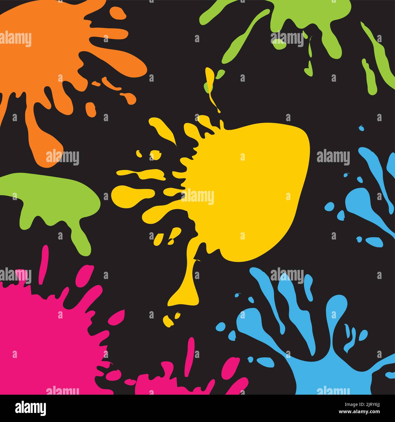 Vetor de estoque de respingo de cor 2. Ilustração de cor, ícone gotas de tinta no Fundo preto Stock Vektor