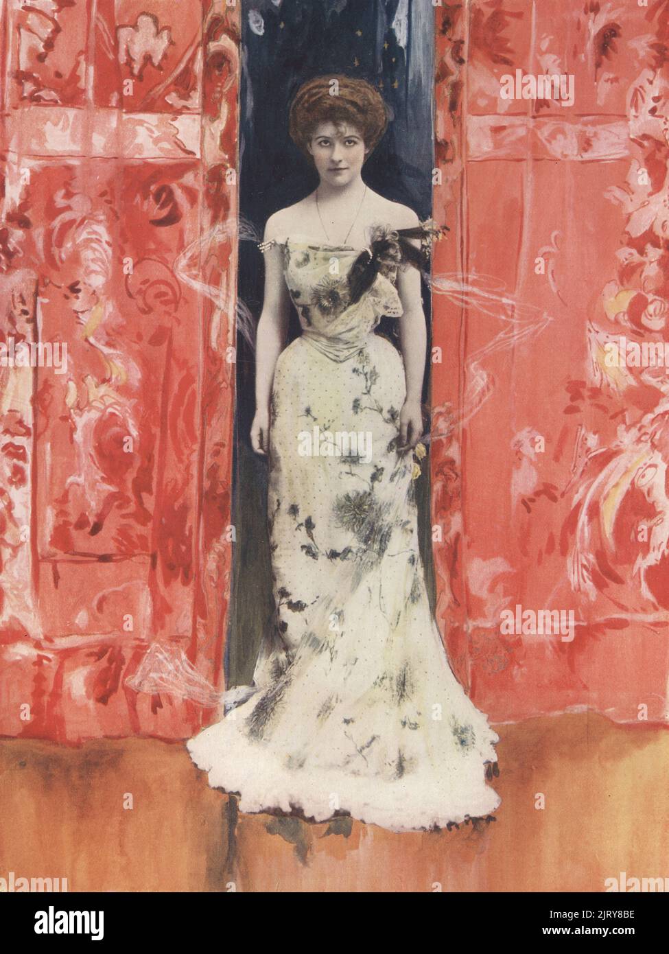 Miss Jessie Bateman als Gouvernante in The man from Blankley's, einem Theaterstück von Thomas Anstey Guthrie, Prince of Wales Theatre, 1901. Jessie Eliza Bateman, englische Bühnenschauspielerin, 1877-1940. Foto von Reginald Fellows Willson. Farbdruck einer handfarbigen Illustration, die auf einer monochromen Fotografie von George Newnes’s Players of the Day, London, 1905 basiert. Stockfoto