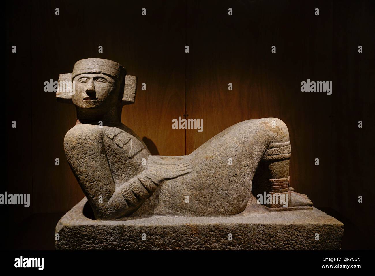 Skulptur von Chac Mool, Nationales Anthropologiemuseum, Chapultepec Park, Mexiko-Stadt, Mexiko Stockfoto