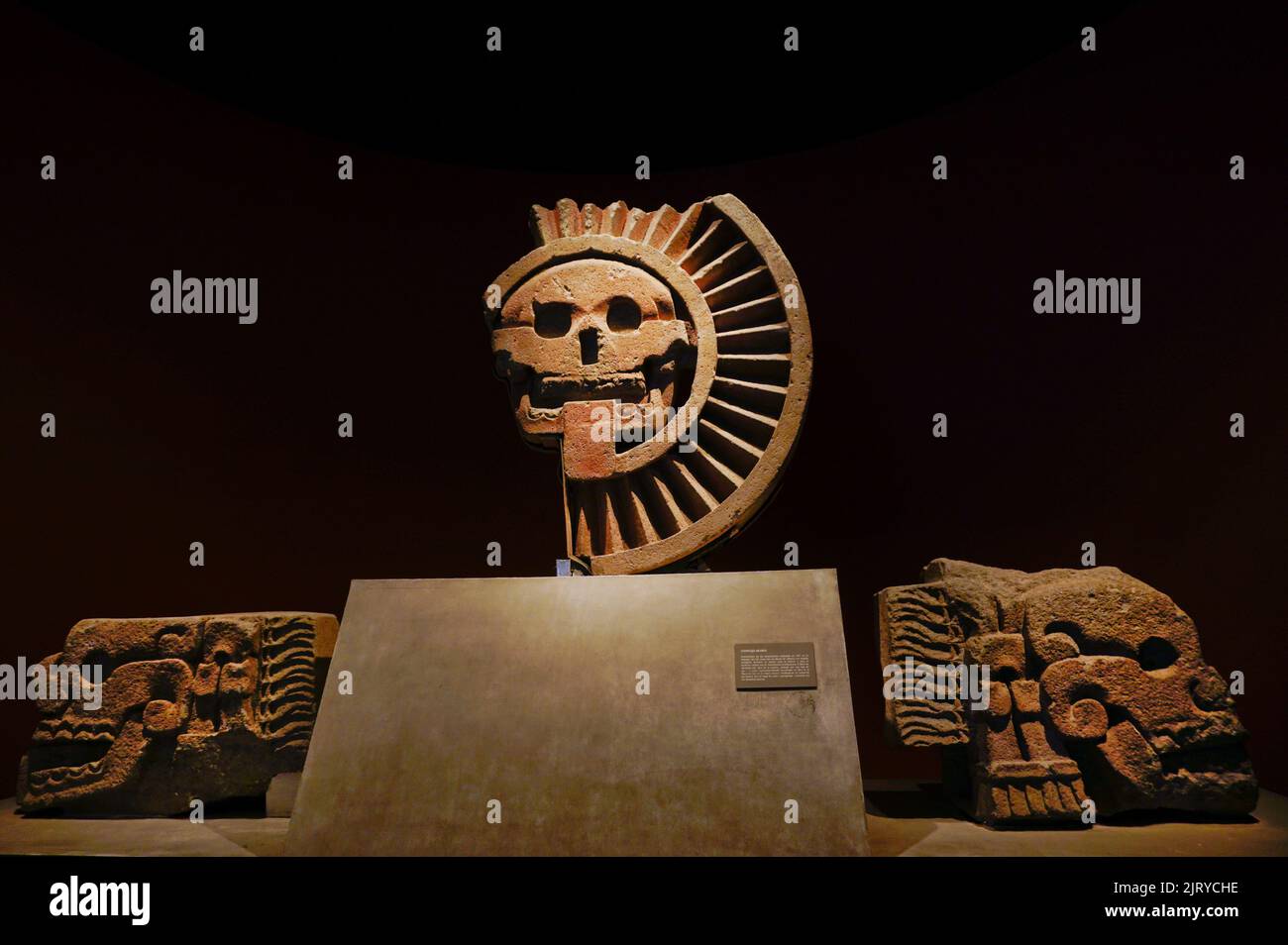 Complejo Muerte Skulptur von Miltantecuhli aus Teotihuacan, Mexiko, Nationales Anthropologiemuseum, Chapultepec Park, Mexiko-Stadt, Mexiko Stockfoto