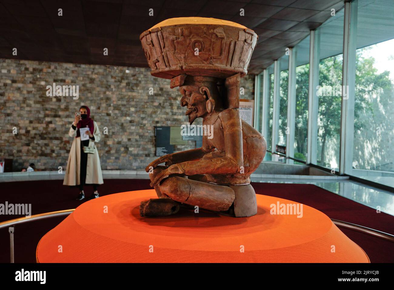 Huehueteotl die Feuergottheit, Nationales Anthropologiemuseum, Chapultepec Park, Mexiko-Stadt, Mexiko Stockfoto